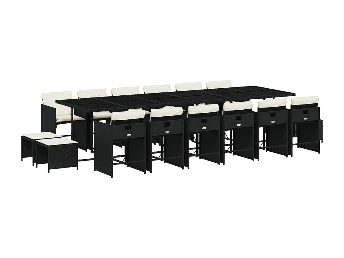 Zenn  17-delige Tuinset met kussens poly rattan zwart