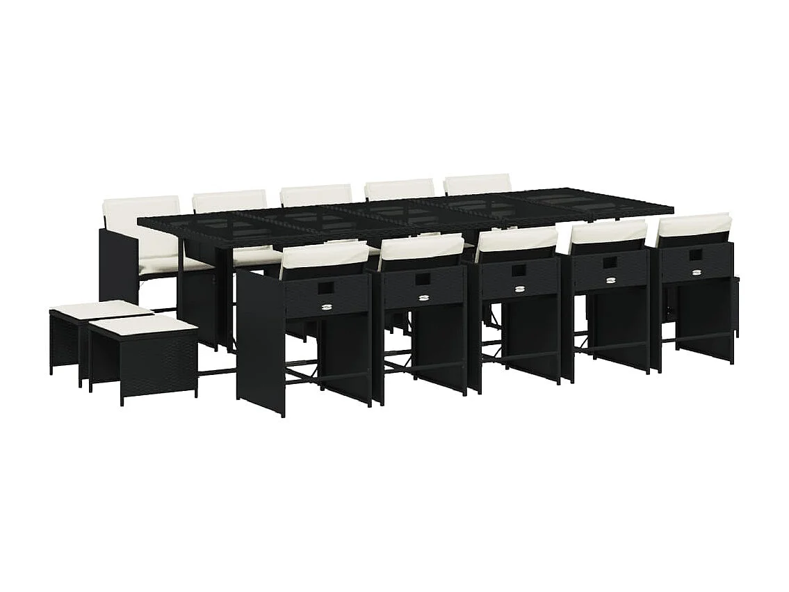 Zenn  15-delige Tuinset met kussens poly rattan zwart