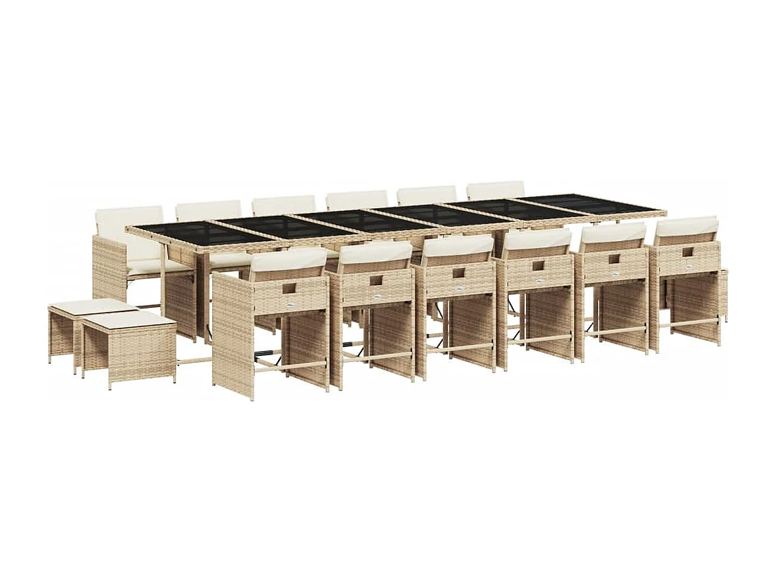 Zenn  17-delige Tuinset met kussens poly rattan beige