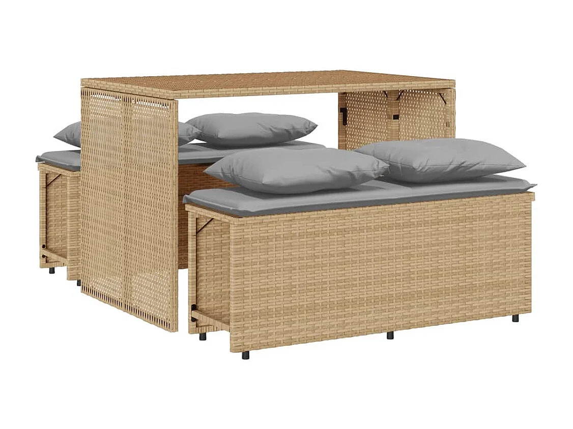 Zizo  3-delige Tuinset met kussens poly rattan beige