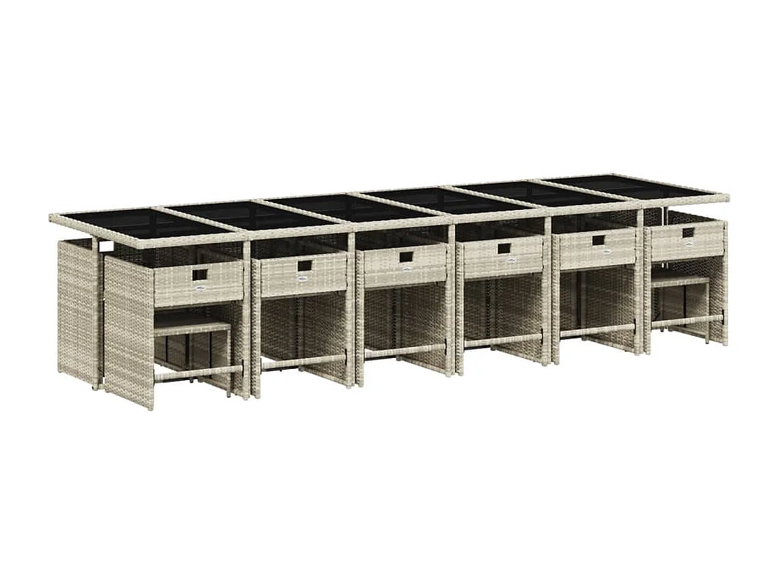 Zenn  17-delige Tuinset met kussens poly rattan lichtgrijs
