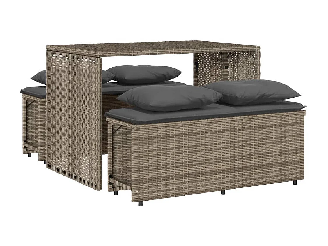Zizo  3-delige Tuinset met kussens poly rattan grijs