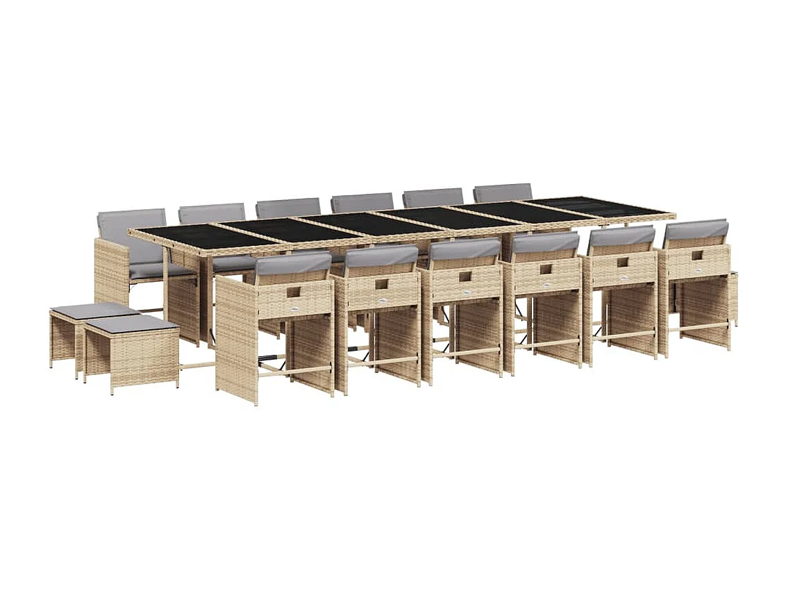 Zenn  17-delige Tuinset met kussens poly rattan gemengd beige