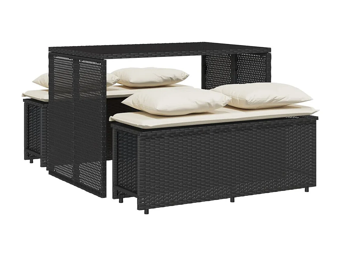 Zizo  3-delige Tuinset met kussens poly rattan zwart