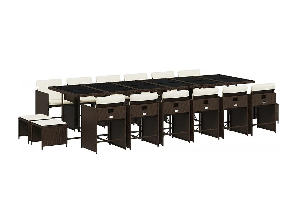 Zenn  17-delige Tuinset met kussens poly rattan bruin