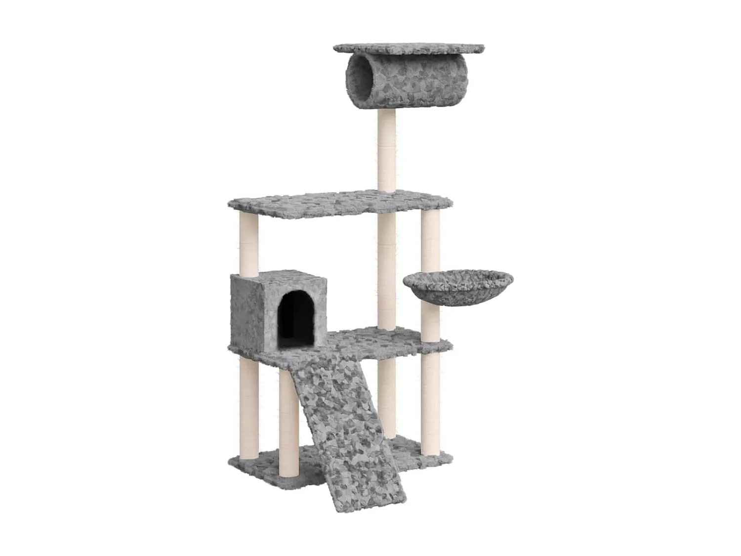 Yngvar  Kattenmeubel met sisal krabpalen 131 cm lichtgrijs