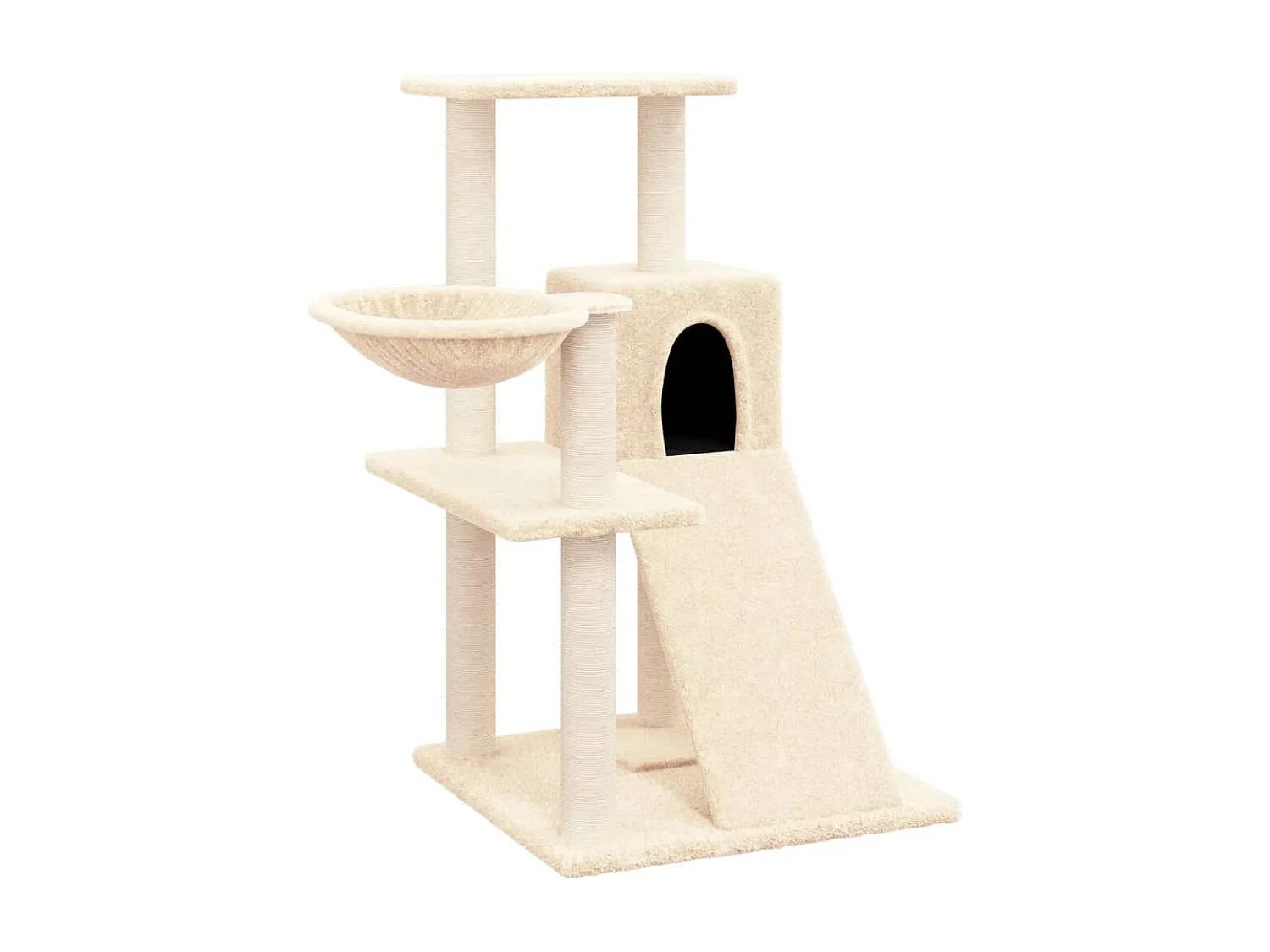 Wendir  Kattenmeubel met sisal krabpalen 82 cm crèmekleurig