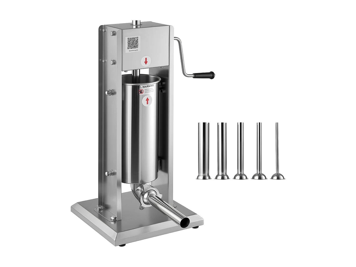 Worstvuller SucceBuy Handmatig Capaciteit 5 L, Verticale Worstmachine van RVS, Vulmachine met Dubbele Snelheid, met 5 Vulbuizen