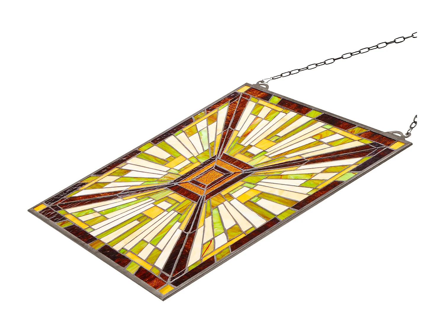 Zonnevanger Glas-in-lood SucceBuy 50,1 x 52,7 cm, Hangend Glas-in-lood met Ketting, Tiffany-stijl, Verticaal Rechthoek, Traditioneel Ambacht Vintage voor Decoratie