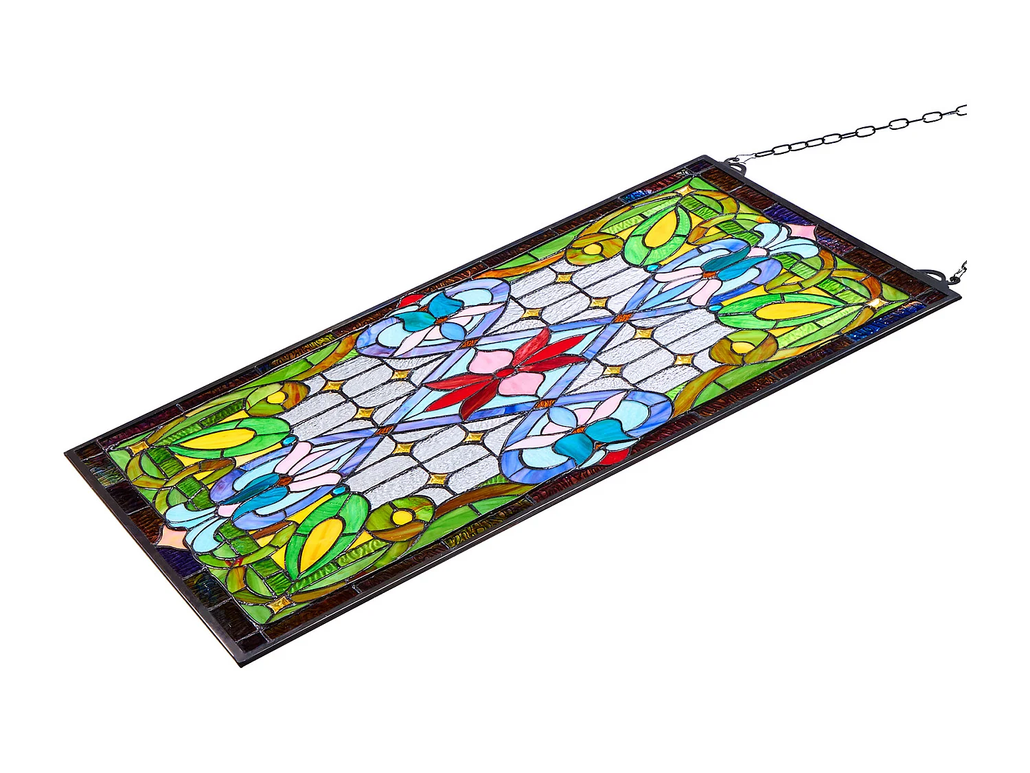 Zonnevanger Glas-in-lood SucceBuy 73,1 x 43,3 cm, Hangend Glas-in-lood met Ketting, Tiffany-stijl, Verticaal Rechthoek, Traditioneel Ambacht Vintage voor Decoratie