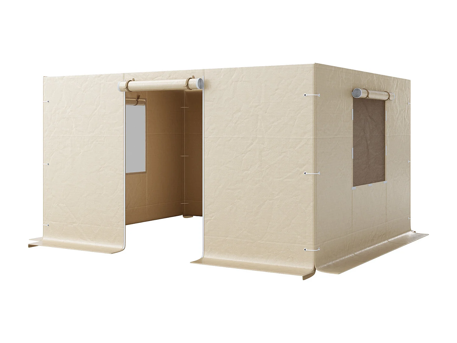 Zijwanden voor Gazebo Winterhoes SucceBuy, 3,1×3,6 m, Afdekking voor Gazebo voor Alle Seizoenen, met Gaasramen, Materiaal PE van Hoge Dichtheid
