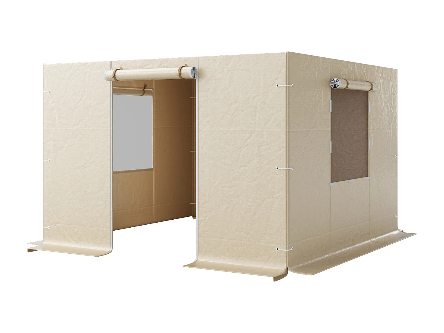 Zijwanden voor Gazebo Winterhoes SucceBuy, 2,9×2,9 m, Afdekking voor Gazebo voor Alle Seizoenen, met Gaasramen, Materiaal PE van Hoge Dichtheid