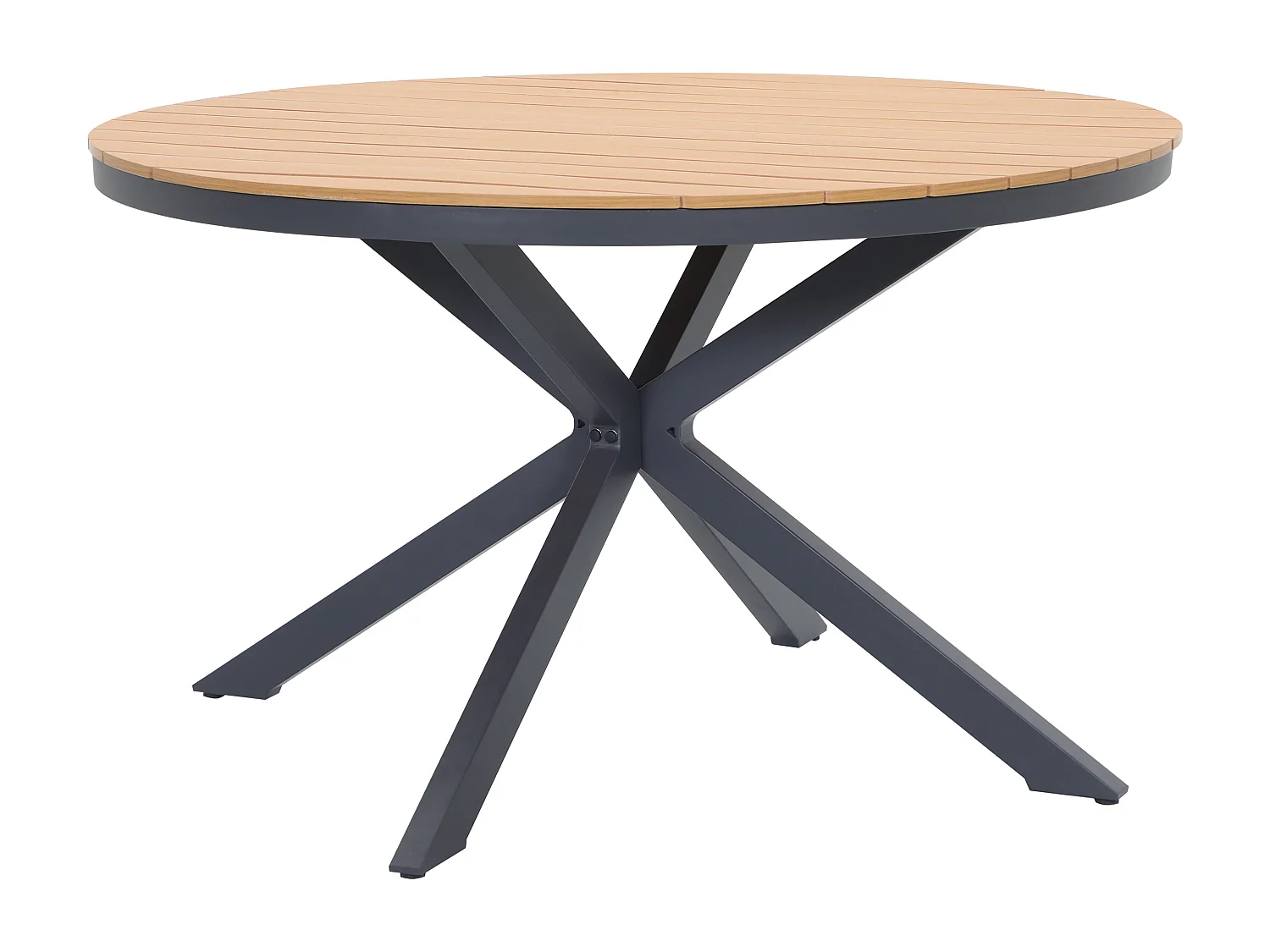 Ronde aluminium tuintafel Ø125 cm – Antraciet en licht natuurlijk – ZEYVA van MYLIA