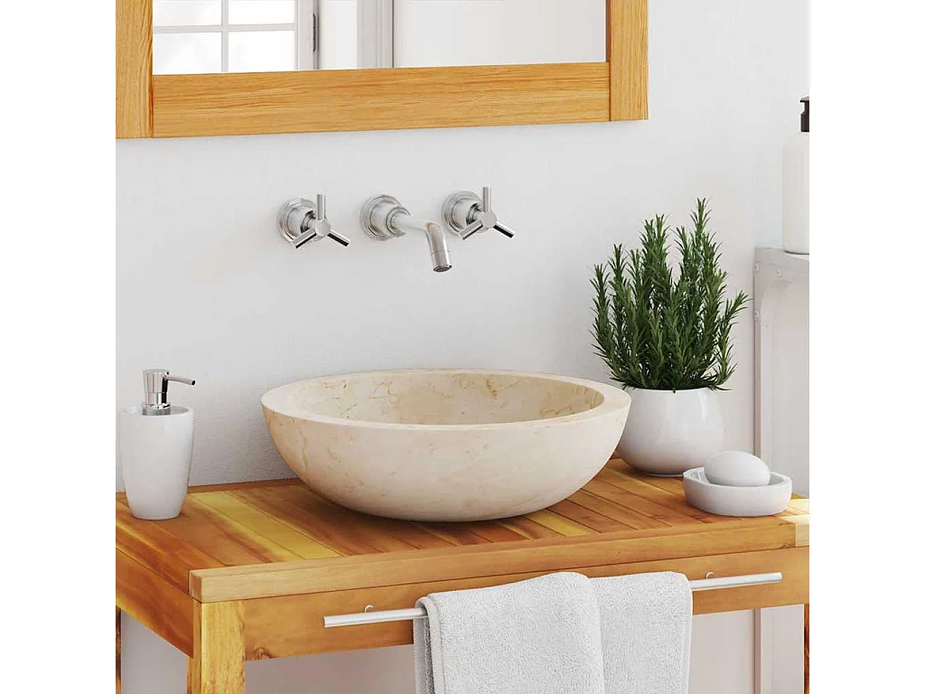 Wastafel 40×12 cm crème marmer