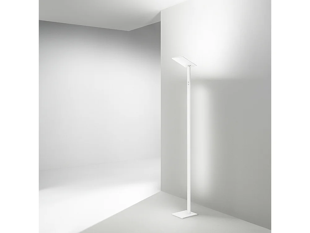 Lampadaire LED QUADRA blanc en métal H.180 cm Perenz