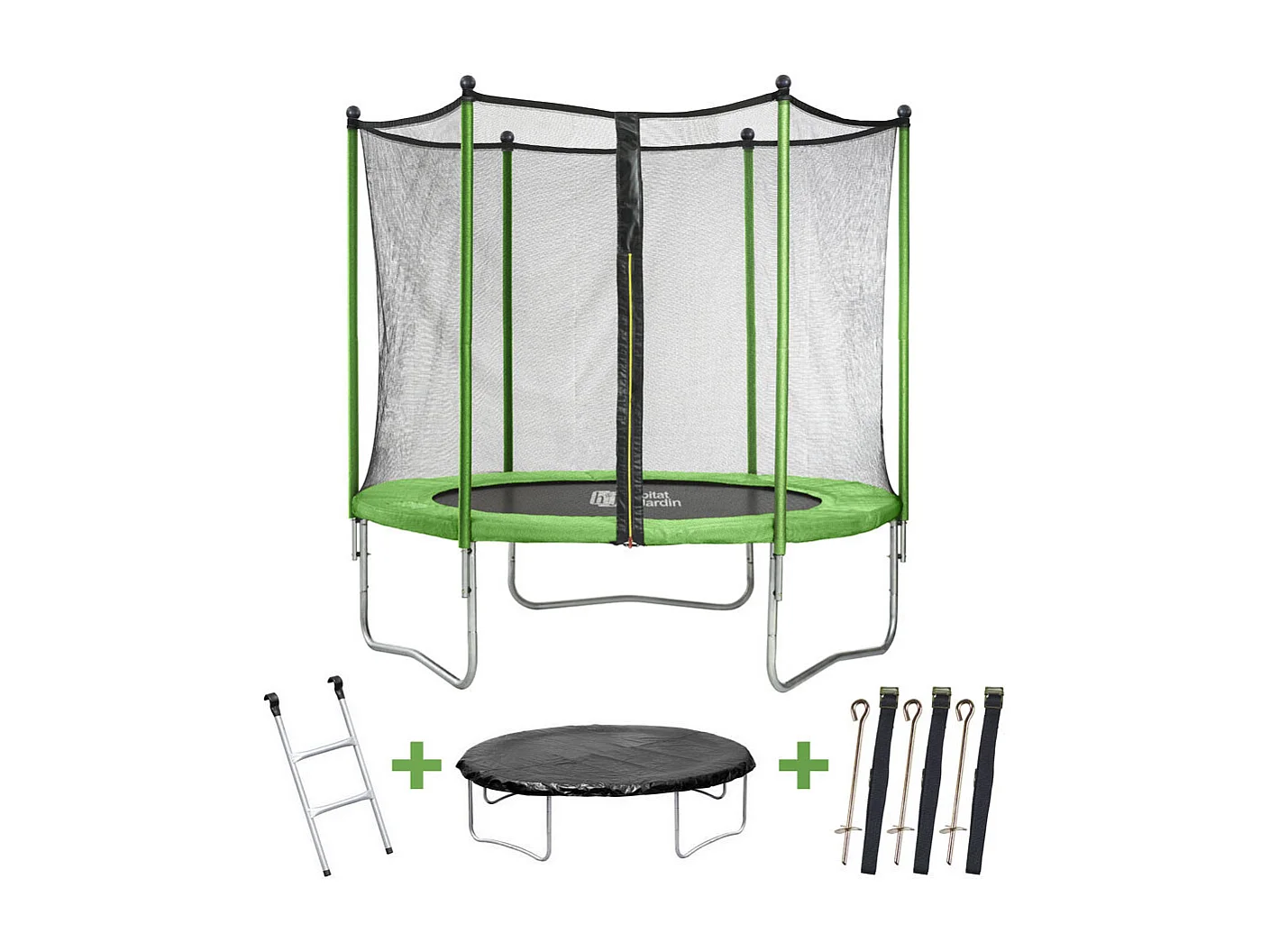 Trampoline buiten outdoor "Yoopi" – Ø 244 cm – Groen
