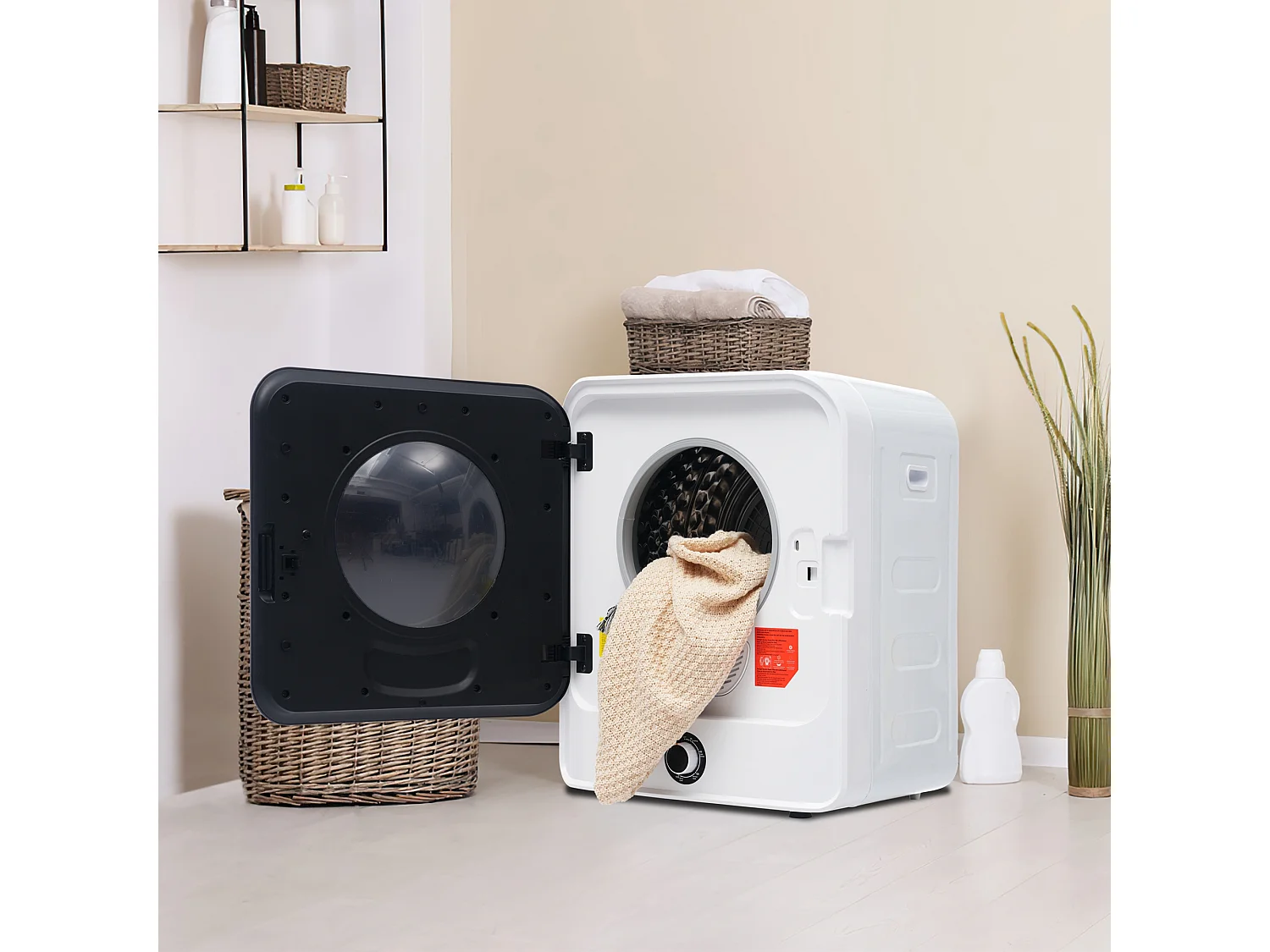 Wasdroger van 3 kg met 5 programma's en meerdere filters – Wit en zwart