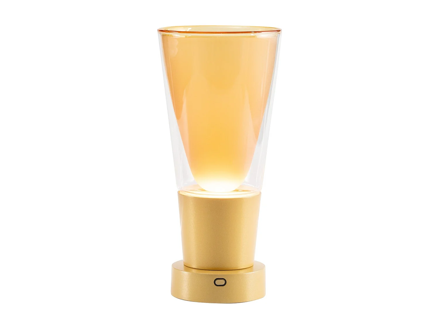 Zafferano Soffio Vaas – Oplaadbare IP65 LED-tafellamp met vaasfunctie, touchdimmer, amberkleurig glas en gouden voet – 10 uur batterijduur