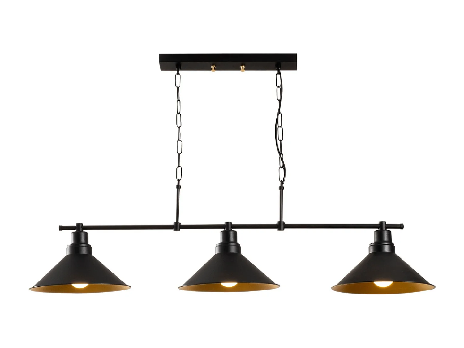 Zwarte industriële hanglamp met 3 lampen ERIKA