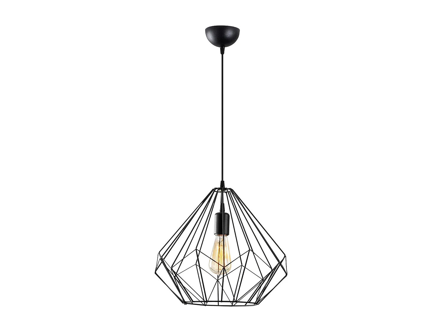 Zwarte diamantvormige draad hanglamp – Modern en elegant ontwerp voor industriële, moderne of Scandinavische interieurs