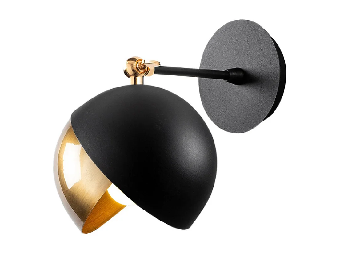 Zwarte en gouden metalen wandlamp ROMY – Elegant sferisch ontwerp