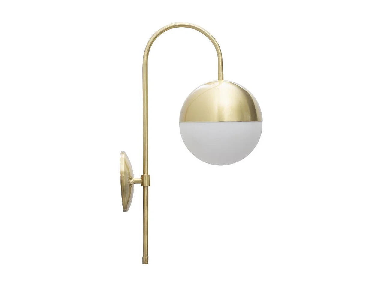 Zwarte metalen wandlamp met witte glazen bol 19x31x51 cm
