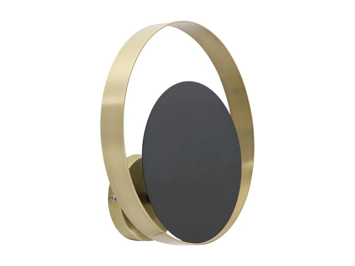 Zwarte metalen wandlamp met gouden cirkel, 25x8x25 cm