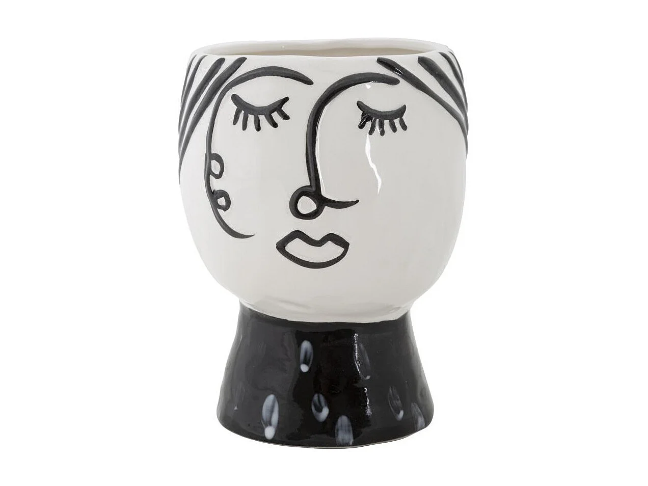 Zwart-witte porseleinen vaas Ø 14×18 cm