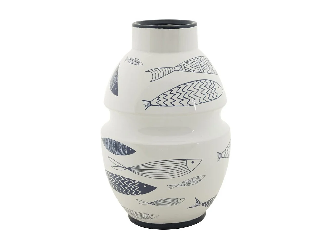 Witte keramische vaas met vis Ø 21×31 cm