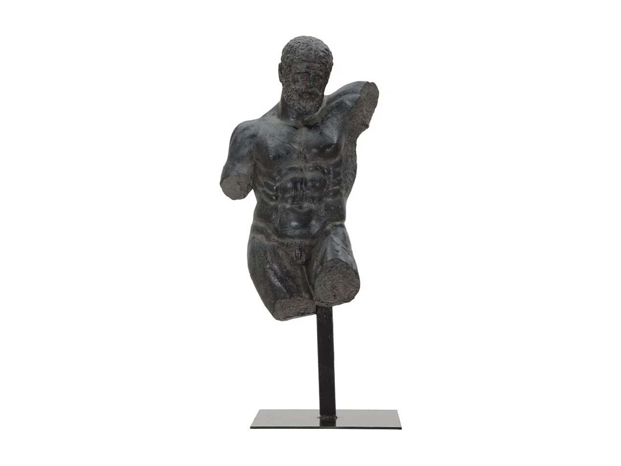 Zwarte harssculptuur met metalen voet 26x22x57,5 cm