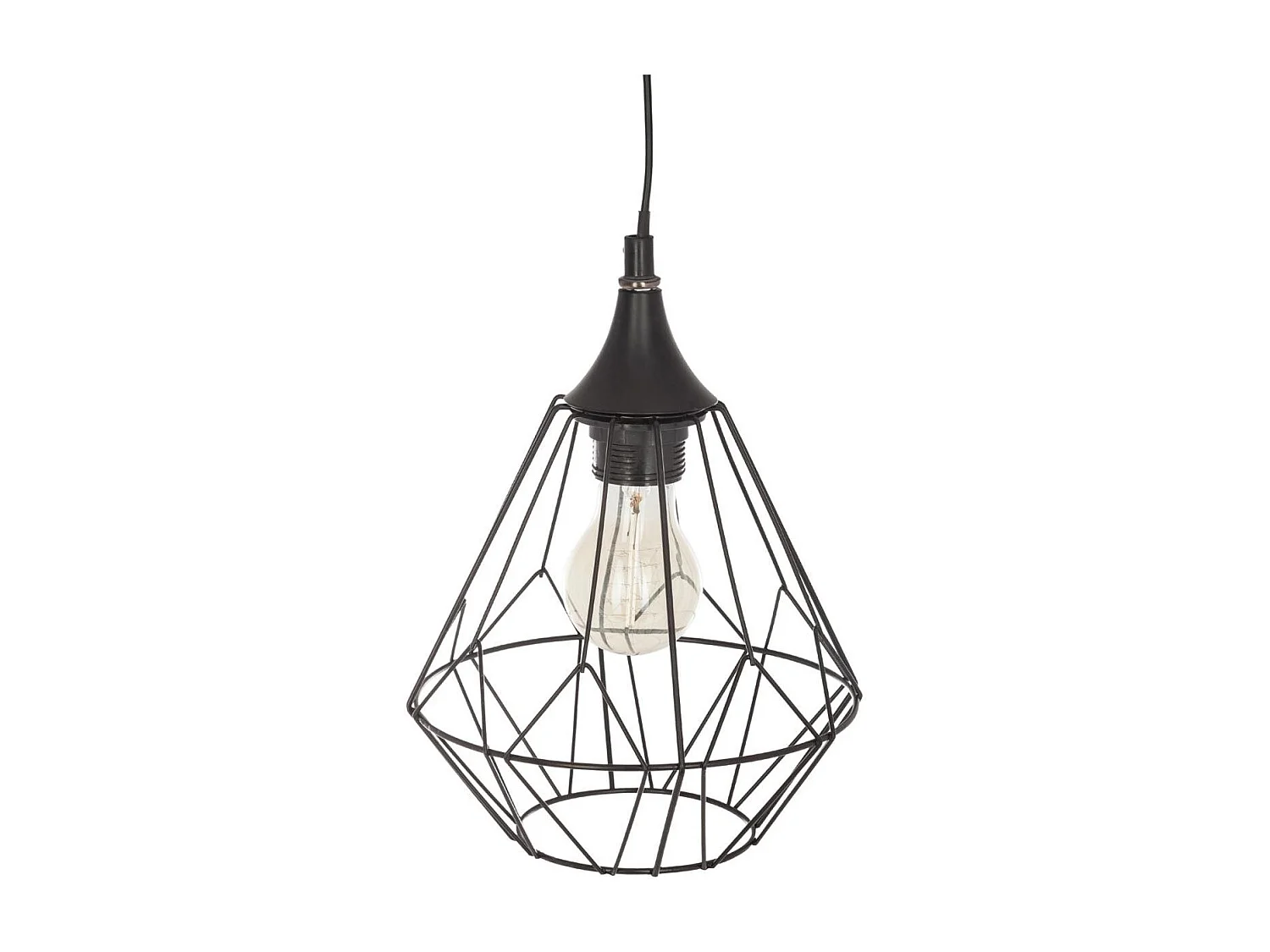Zwarte Metalen Draad Hanglamp D 19 cm Modern
