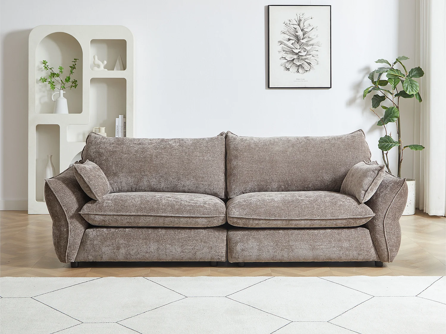 3-zits bank in taupe chenillestof ZOMILO van Maison Céphy