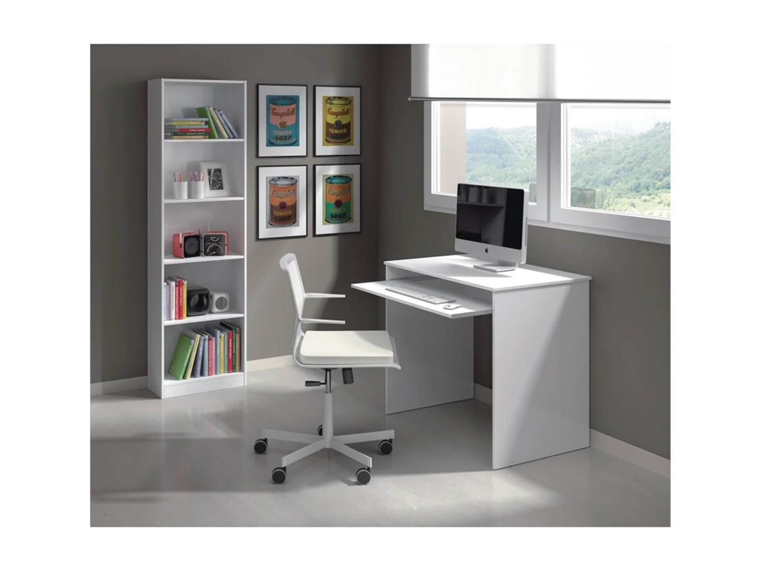 Wit spaanplaat bureau 79x90x54cm