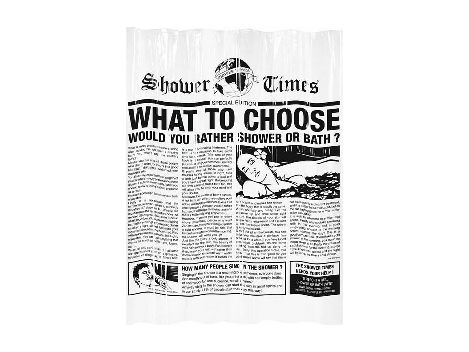 Zwarte PEVA Douchegordijn 180×200 cm Gazette duurzaam en eigentijds van GELCO