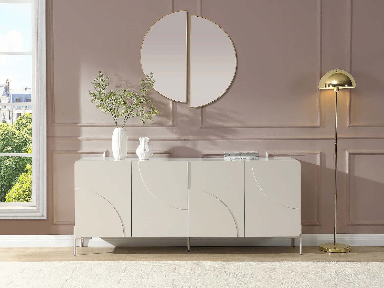Dressoir met 4 deuren in MDF – Beige – ZELINARO