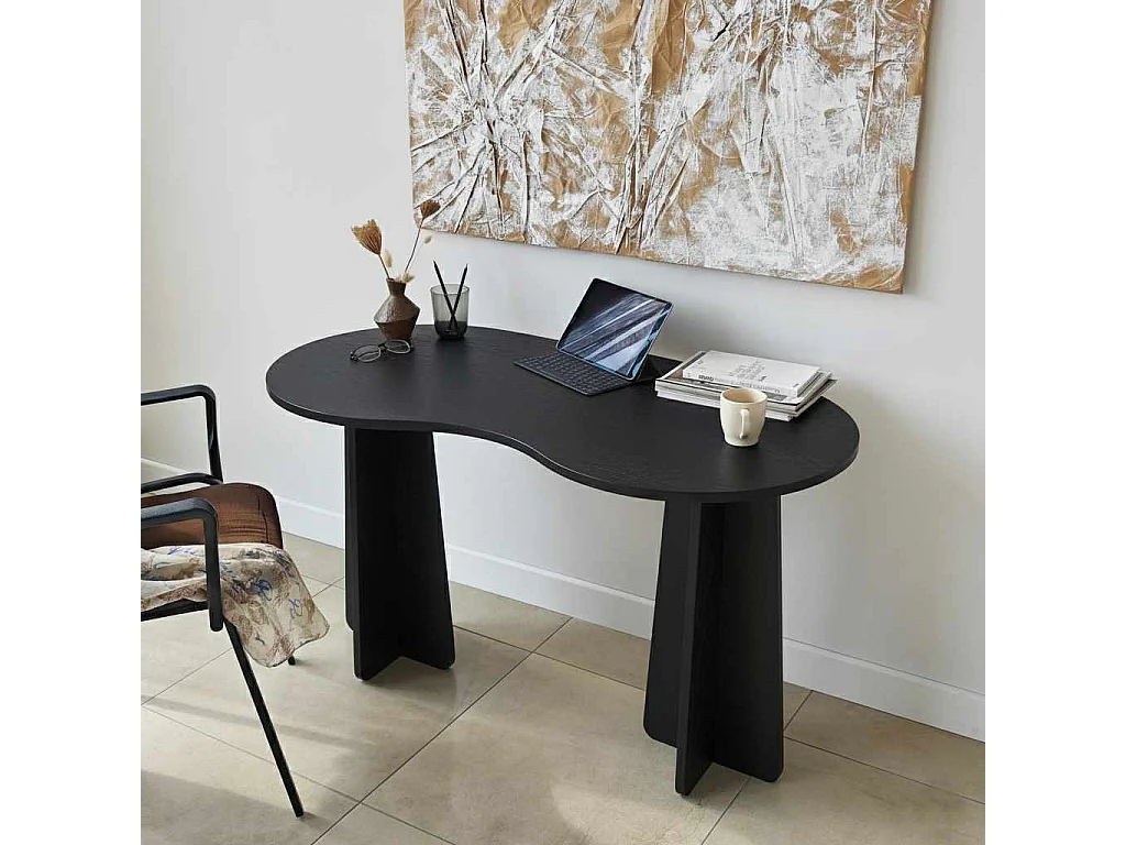 Moderne Zwarte Houten Studiebureau "Infini" 120 x 60 x 75 cm met Opbergruimte