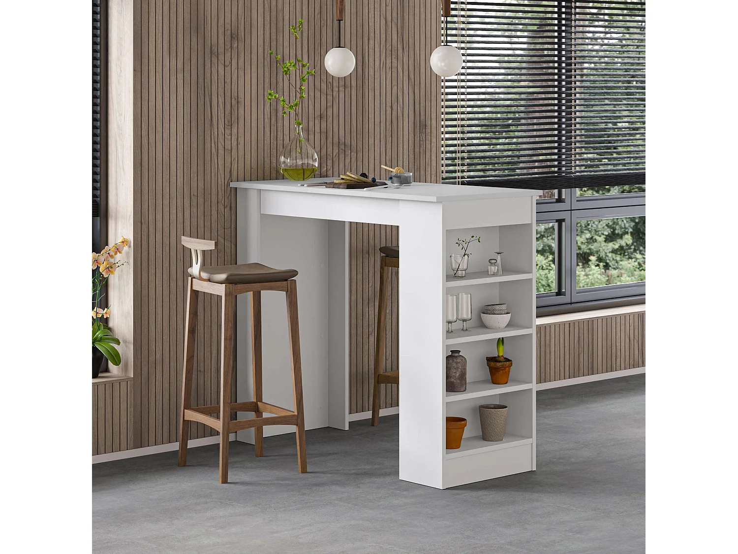 Moderne Witte Houten Bartafel "Swallow" 117 x 54 x 101,8 cm – Elegant Ontwerp