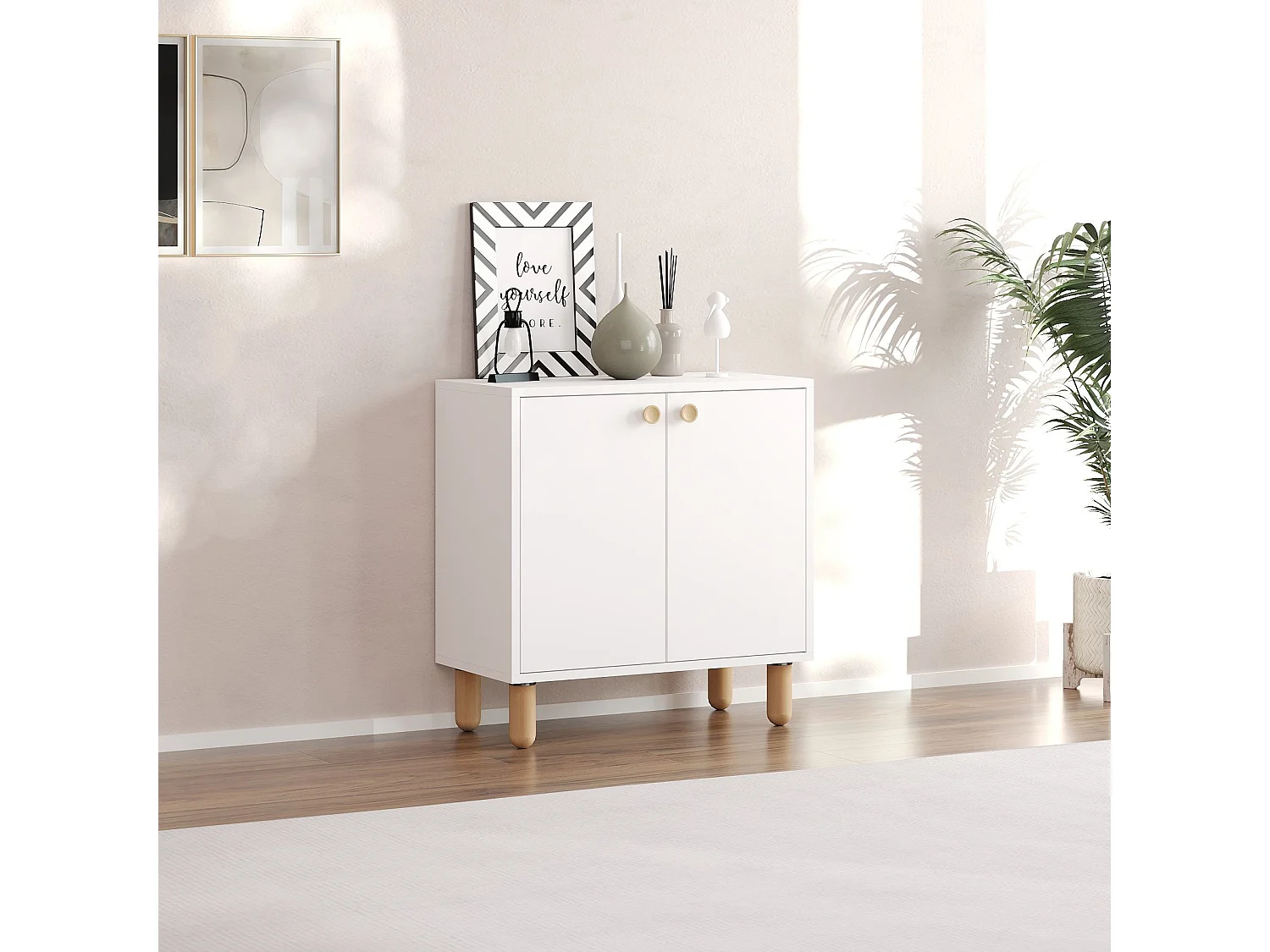 Moderne Witte Houten Buffet "Lina" – 72 x 36 x 73 cm – Elegant Ontwerp