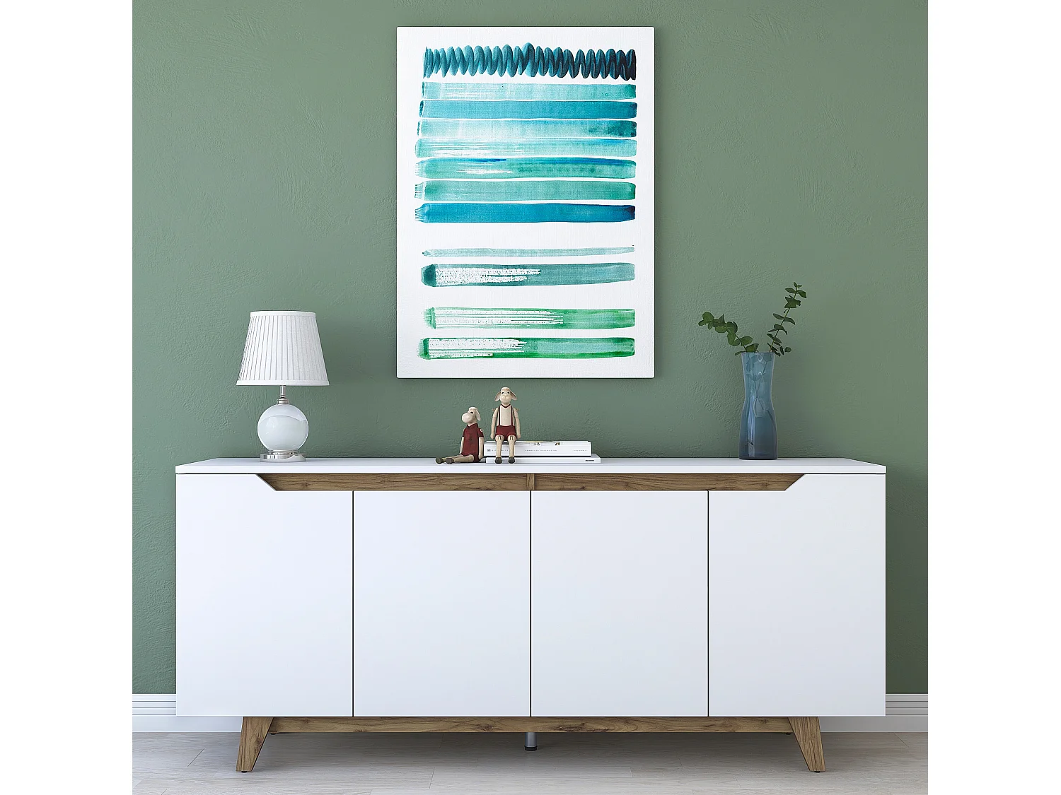 Moderne Witte Houten Buffet "Gondol" met Wandmontage Optie – 180 x 45 x 79 cm