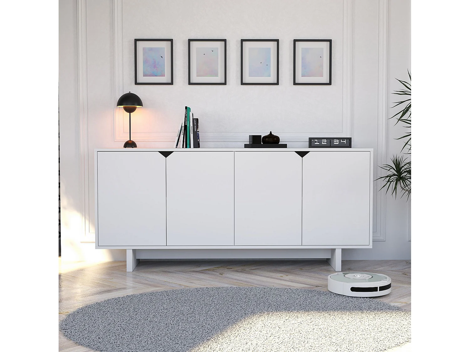 "Doruk" Houten Buffet – Wit – 180 x 40 x 81 cm – Modern & Elegant Design