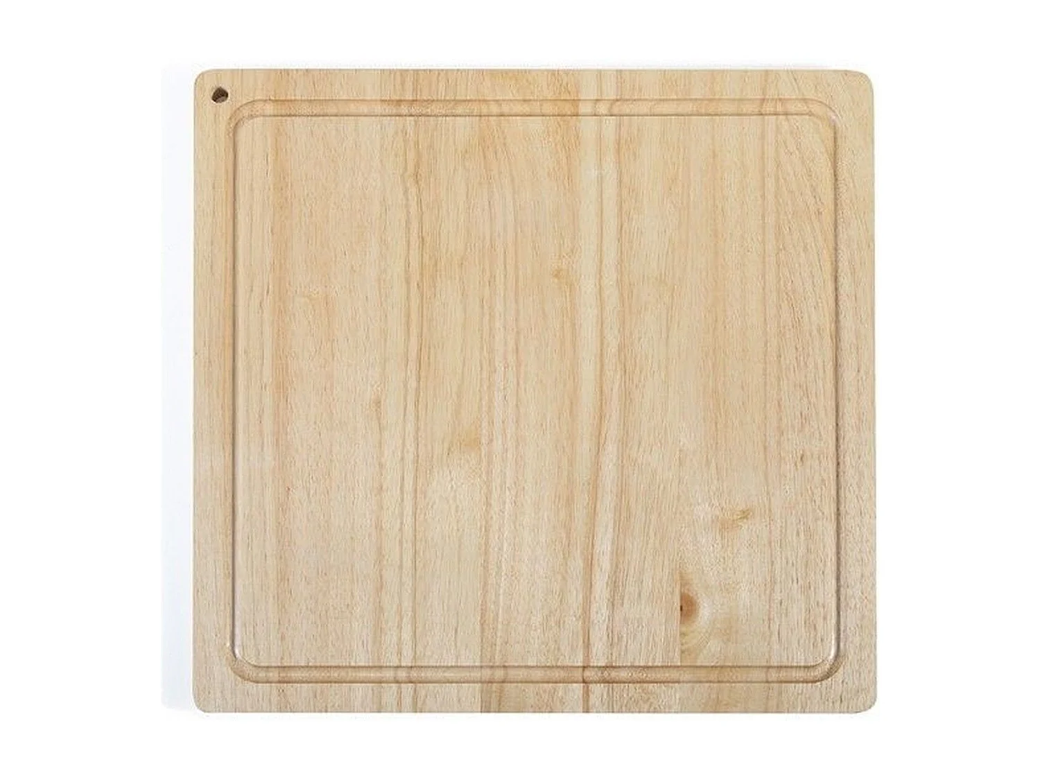 XXL snijplank van rubberhout 46×46 cm met geïntegreerde goot en verhoogde rand