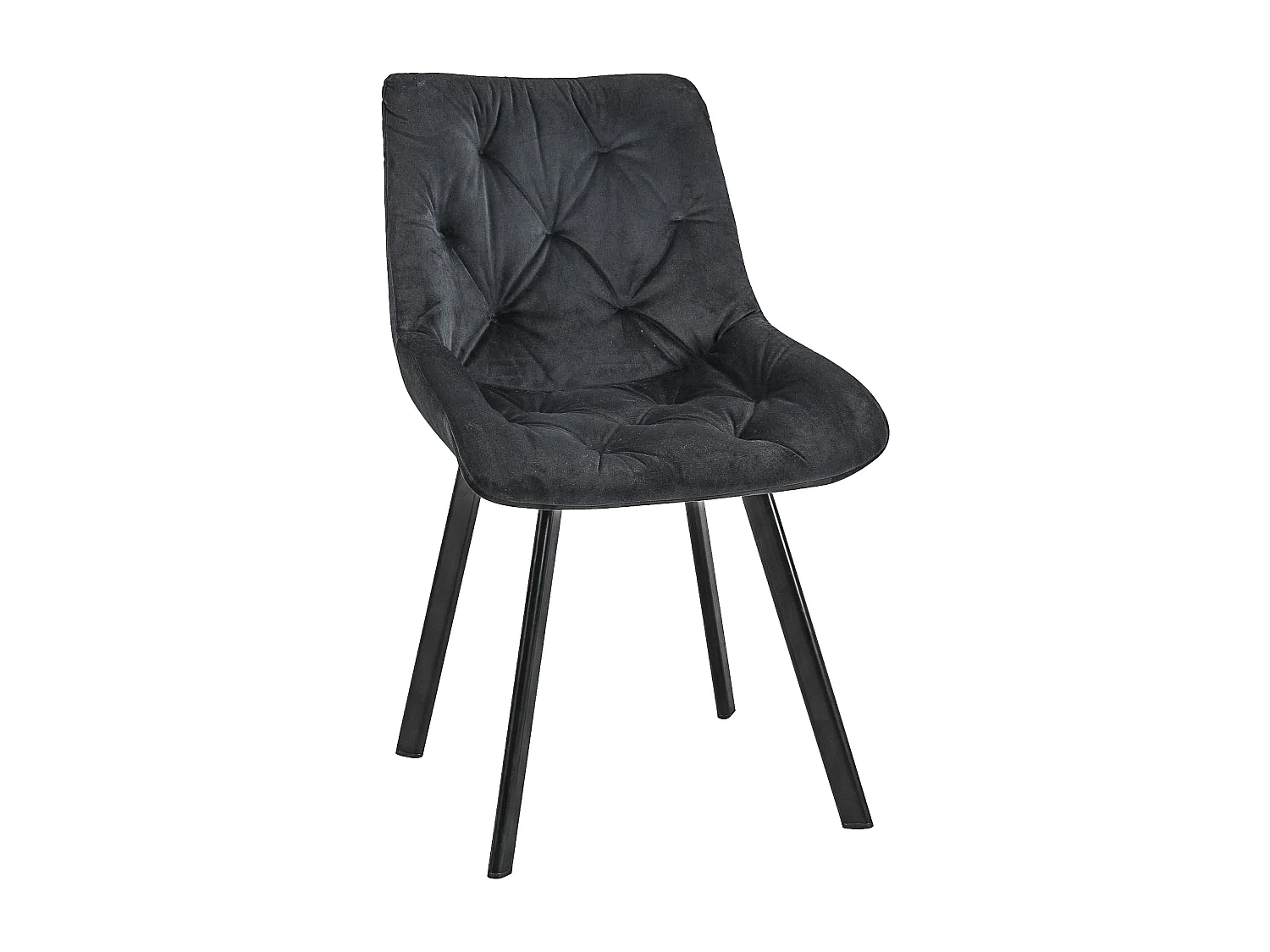 Zwarte Velours Eetkamerstoel SJ.33 met Stalen Basis en Rechte Poten – Zelfmontage – Maximale Belasting 125 kg – Zitting 50×43 cm – Totale Hoogte 90 cm