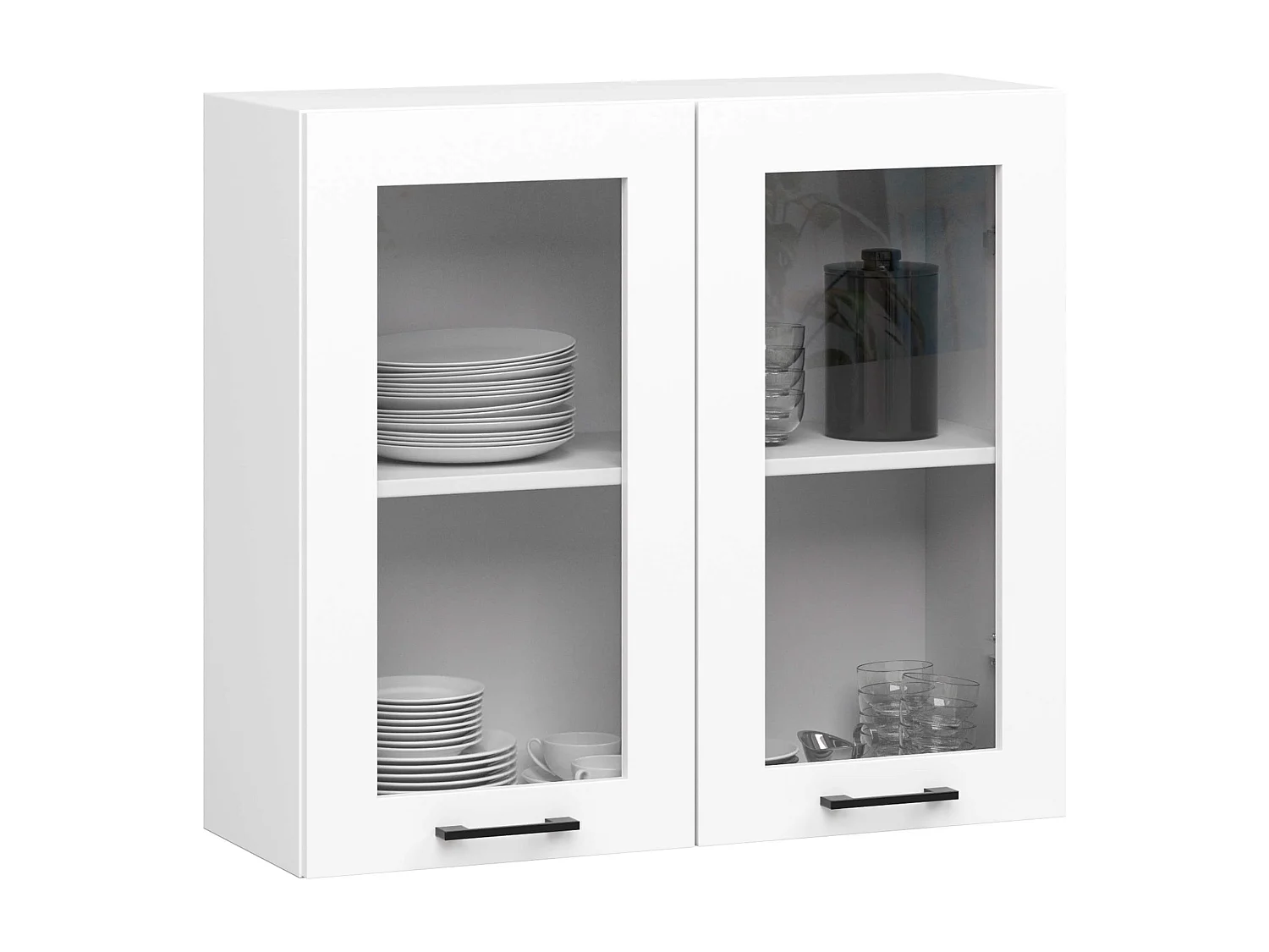 Vitrinekast, Keukenkast modulaire OLIWIA W80 H720 met 2 Deuren / Hangkast / Bovenkast / AKORD Furniture Factory / Wit / 80 x 72 x 30 cm