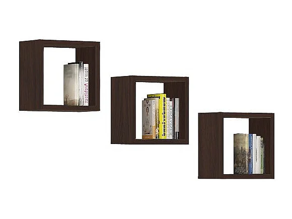 Wandplank Set 25x25cm Wenge Mat – 3 Stuks – Modern Design Planken – Zelfmontage – Duurzaam Gelamineerd Materiaal – Ideaal voor Woonkamer of Kantoor Decor