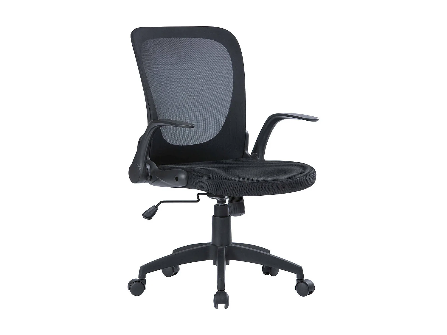 Wellington bureaustoel, Mesh directiestoel met armleuningen, Ergonomische zitting met opklapbare armleuningen, 60x59h86/96 cm, Zwart