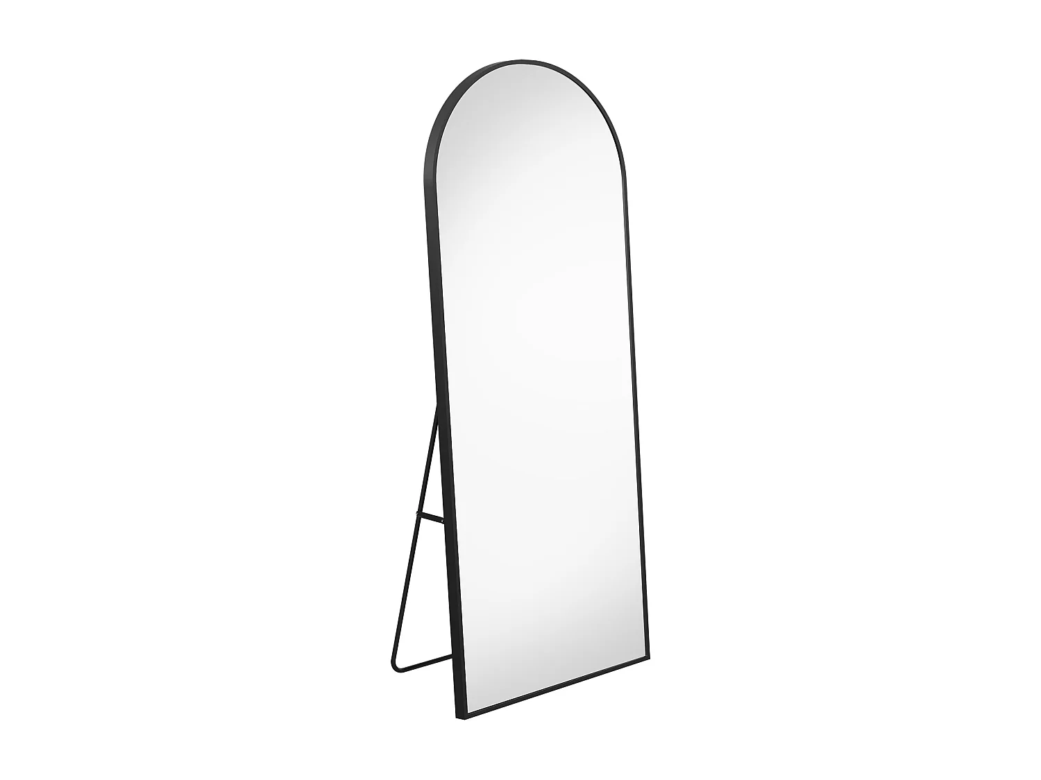 Volledige gebogen spiegel, 77 x 177 cm, wandspiegel, schuin, staande spiegel voor de woonkamer, zwart