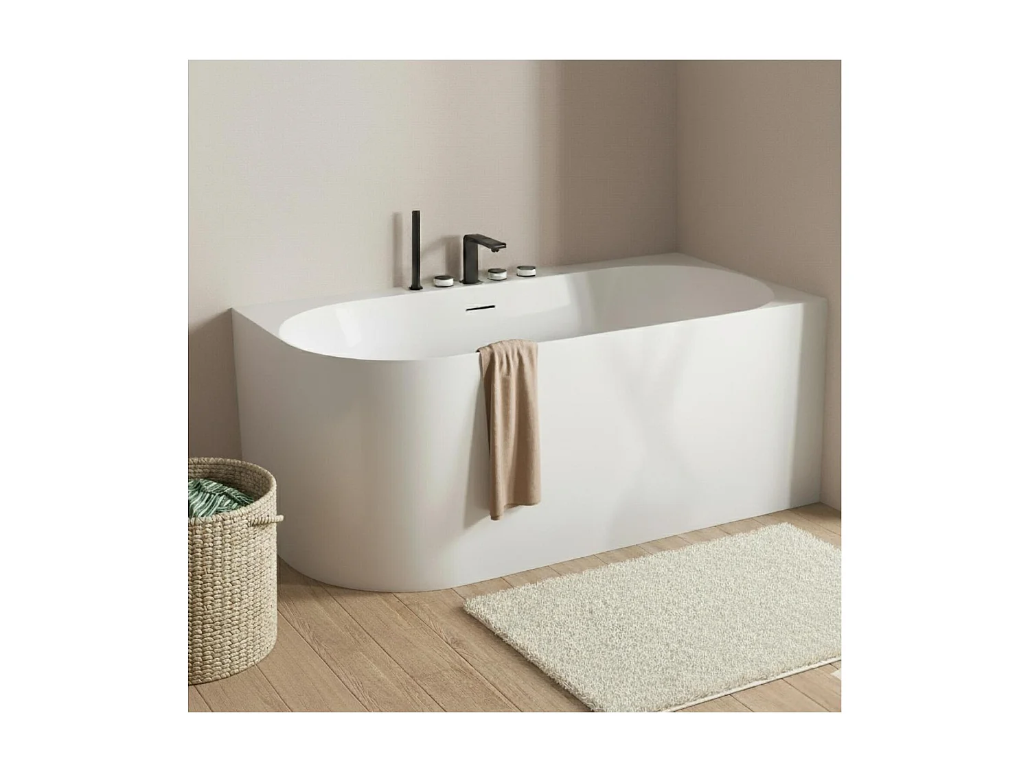 Wit semi-vrijstaand acryl bad 170cm – Rechte hoek FORMA