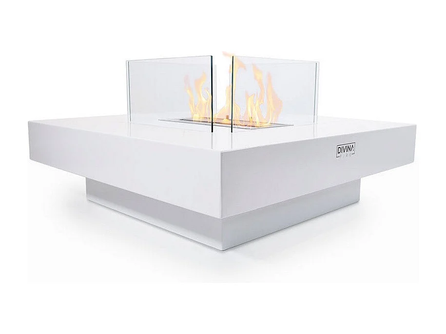 Cheminée au bioéthanol sur pied pour intérieur et extérieur Panarea Blanc 70x70x35