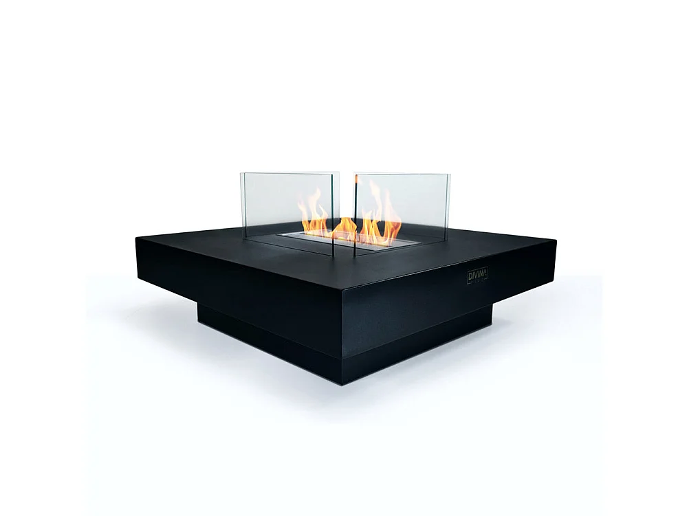 Cheminée au bioéthanol sur pied pour intérieur et extérieur Panarea Noir 70x70x35