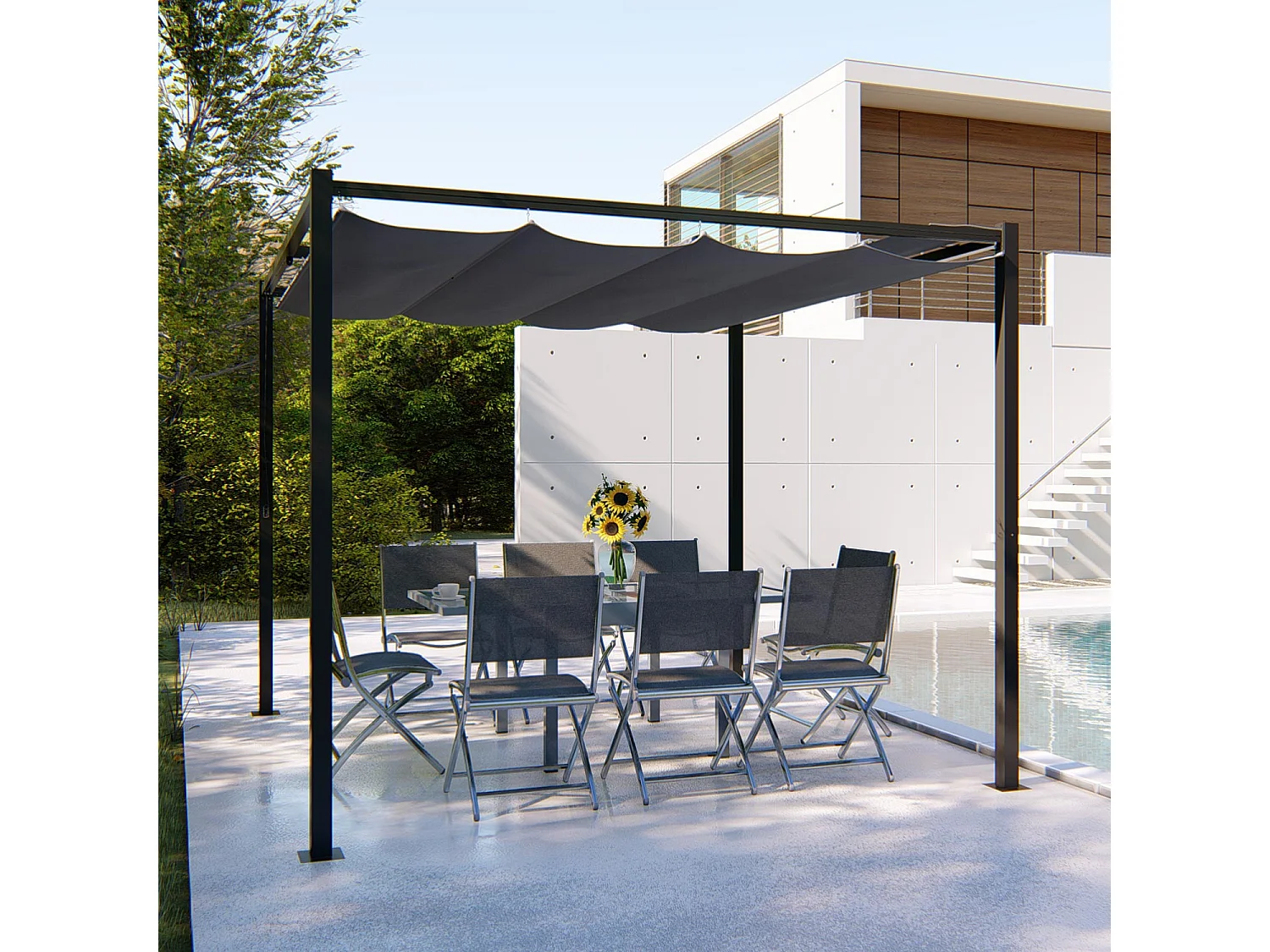 Vrijstaande Partytent 3x3m Grijs TUSA – Comfortabel en Praktisch